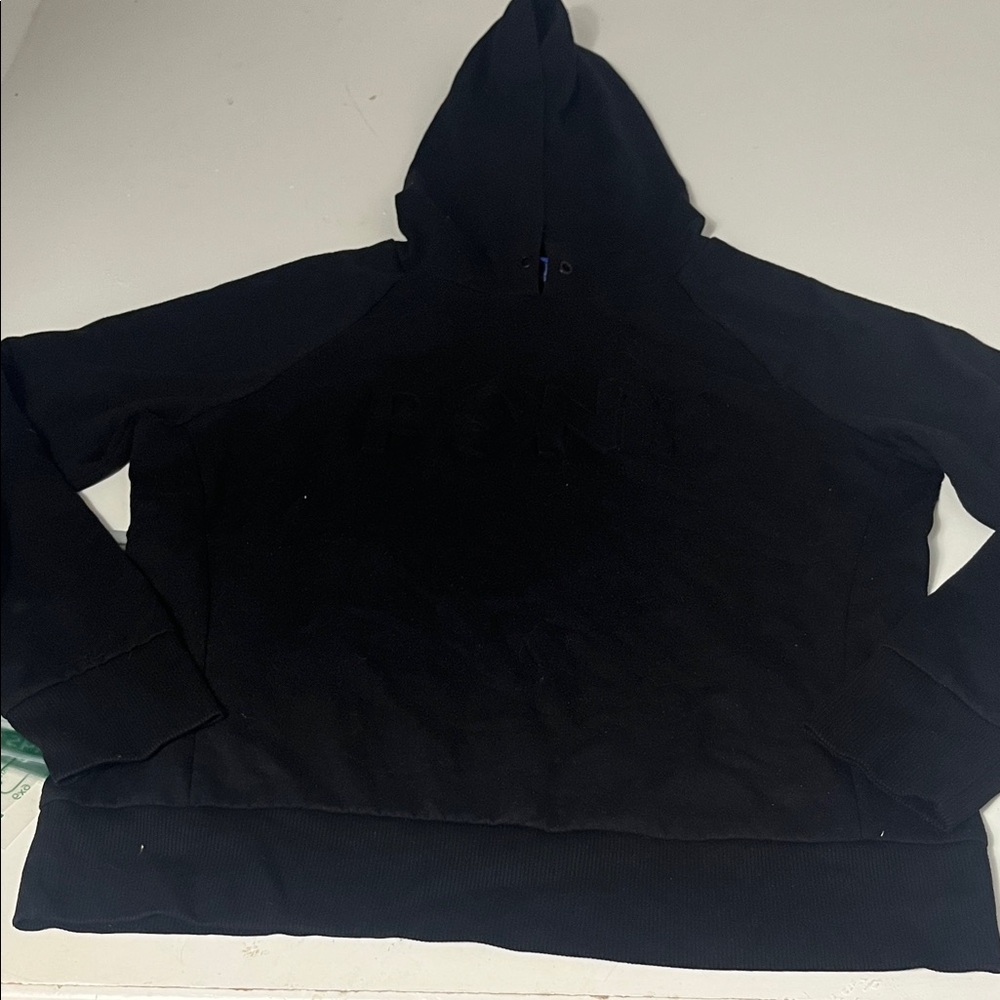 Pony Large Black Long Sleeve Pull Over Hoodie Emblem Monochromatic